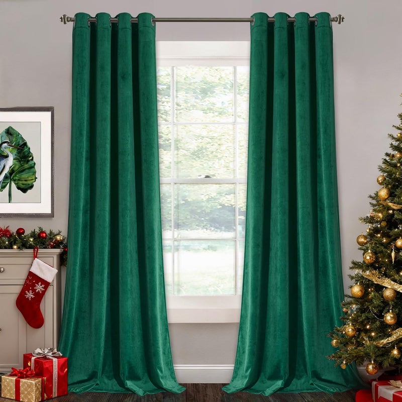 StangH Emerald Green Velvet Curtains 96 inches - Super Soft Luxury Blackout Velvet Drapes Elegant Home Decor Window Covering for Living Room/Dining Room, W52 x L96 inches, 2 Panels - Image 1